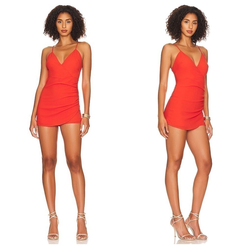 MORE TO COME Norah Wrap Romper In Red